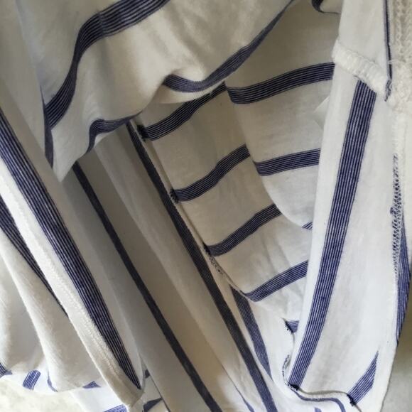 Chico's White and Blue Striped Crisscross Back Hi/Lo Tunic - Picture 6 of 16